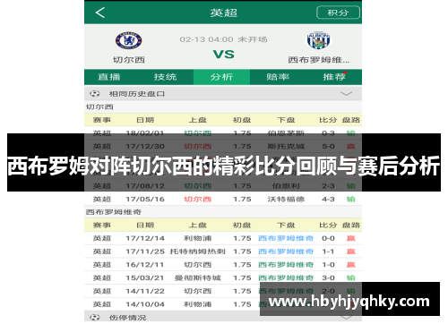 西布罗姆对阵切尔西的精彩比分回顾与赛后分析